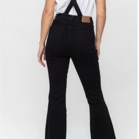 Judy Blue Women's Large High Waist Flare Overall Blue Denim Overalls EUC - Picture 13 of 14